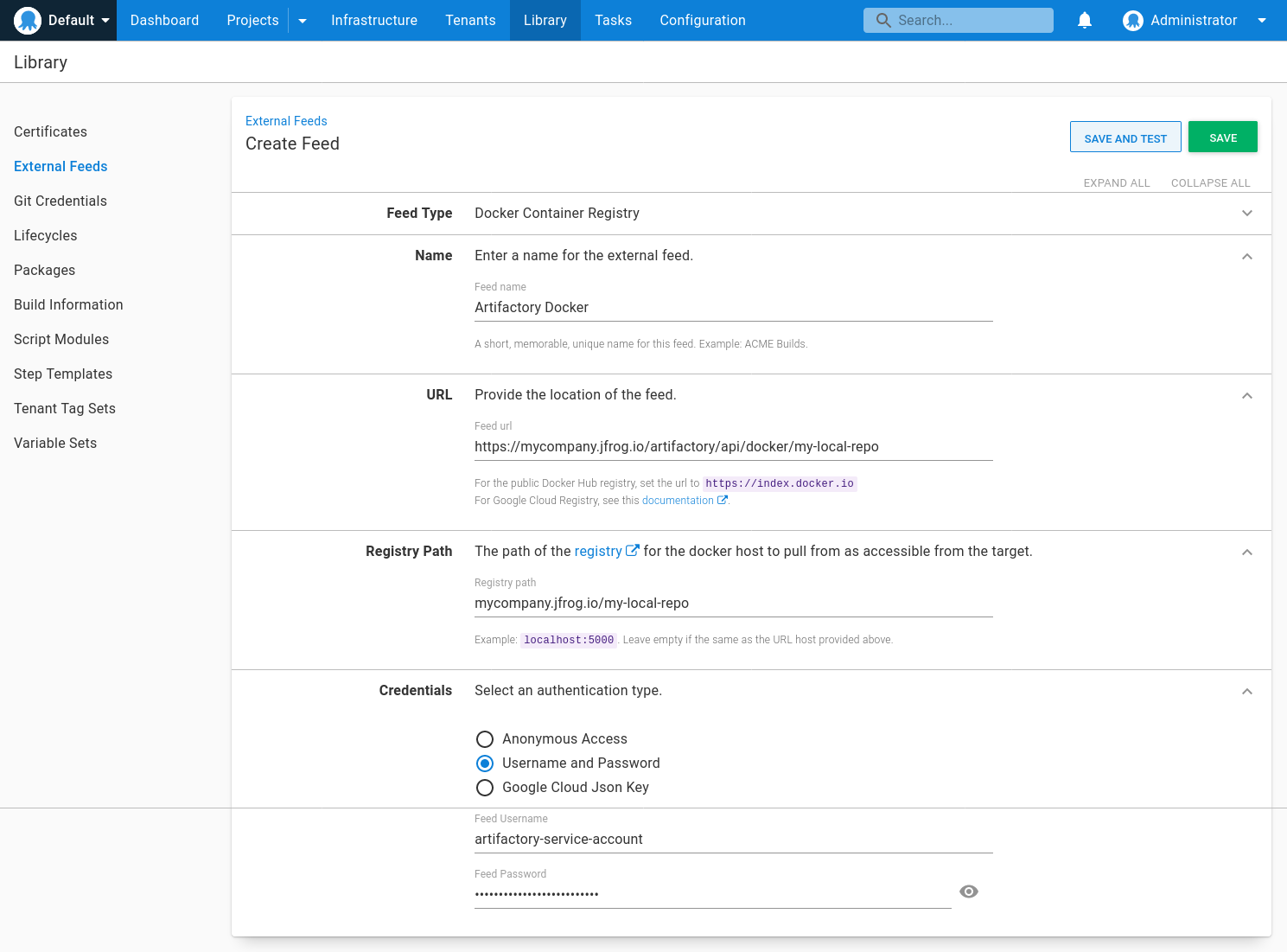 Artifactory Registry Feed