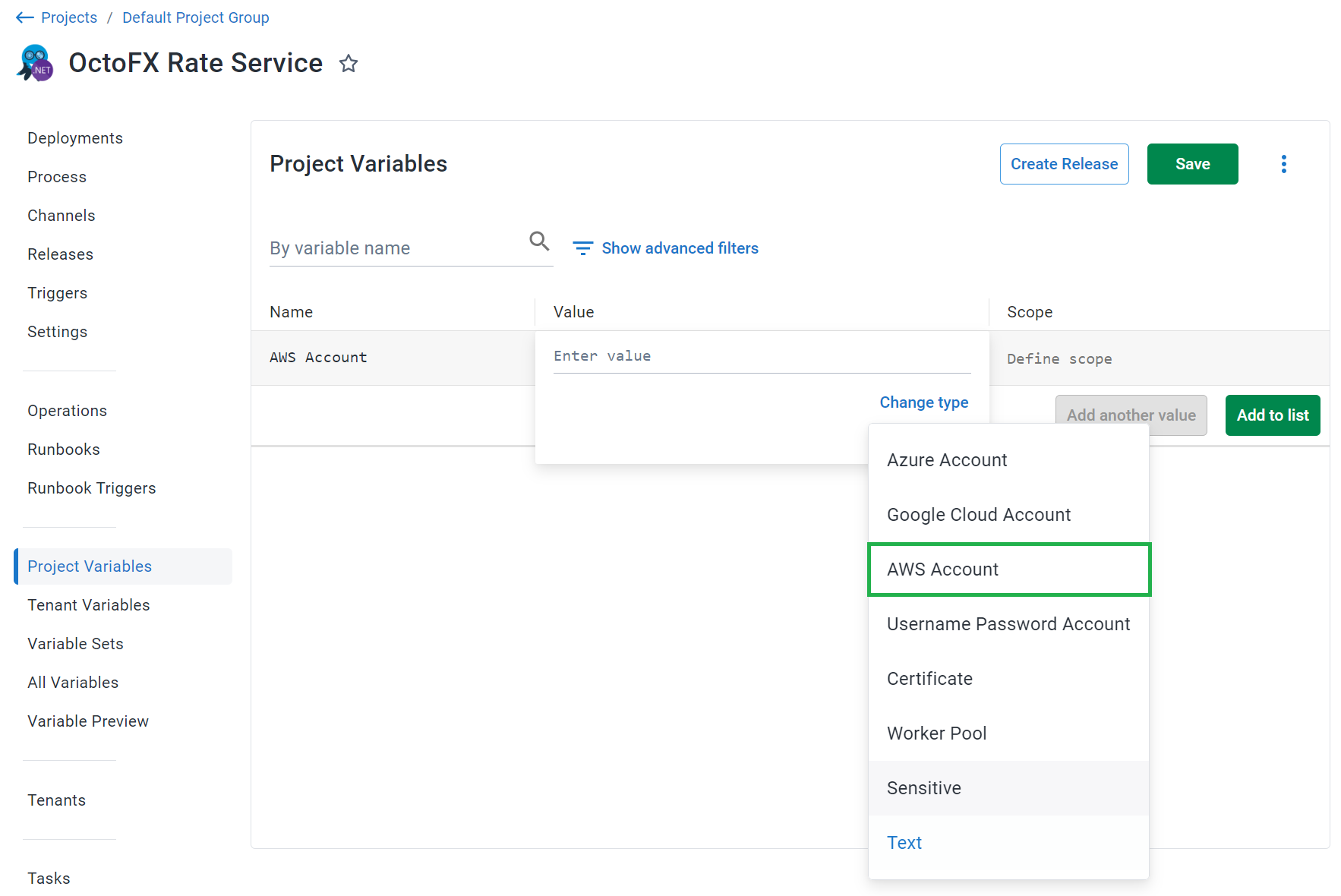 AWS account variable