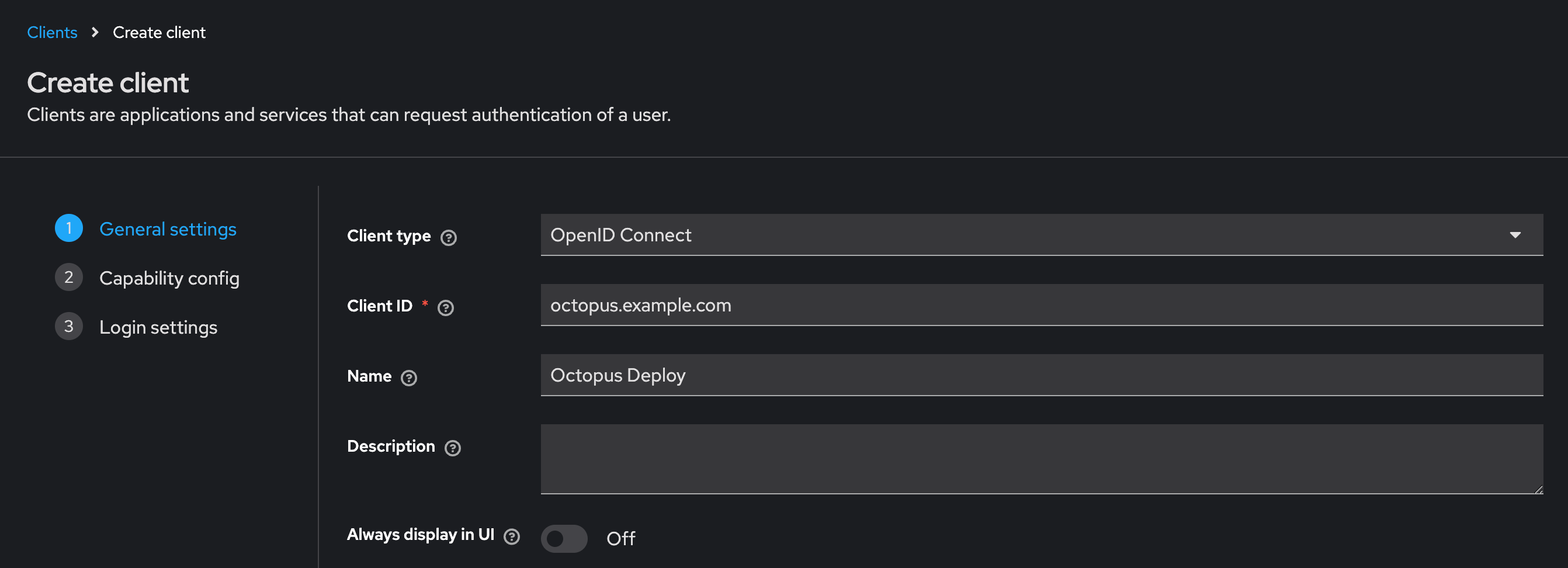 Create Client General Settings